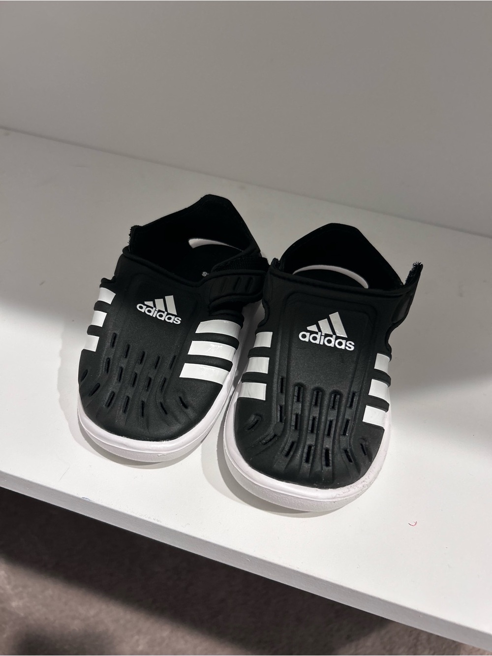 adidas Kids Black and White Slip-On Water Sandals